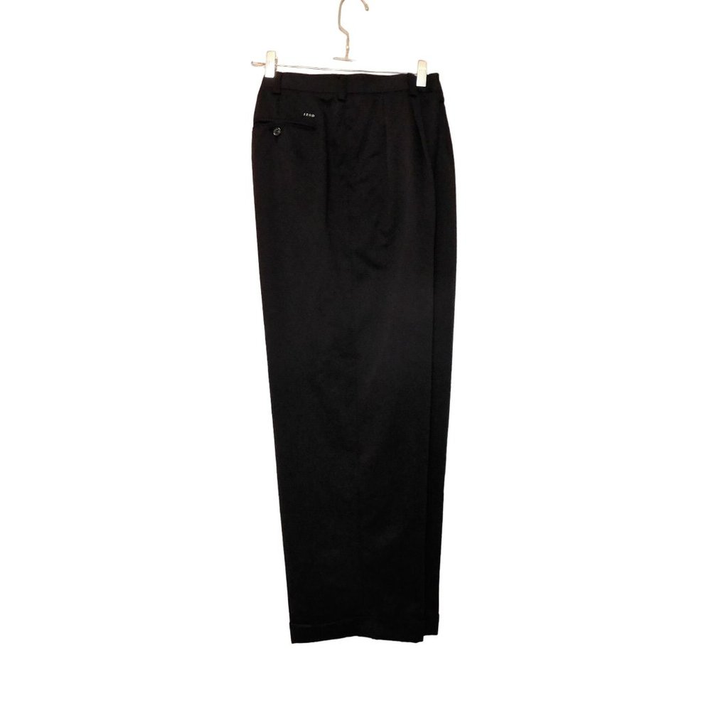 IZOD Golf Pants 36x30 Black Pleated Front Cuffed Hem 100% Polyester